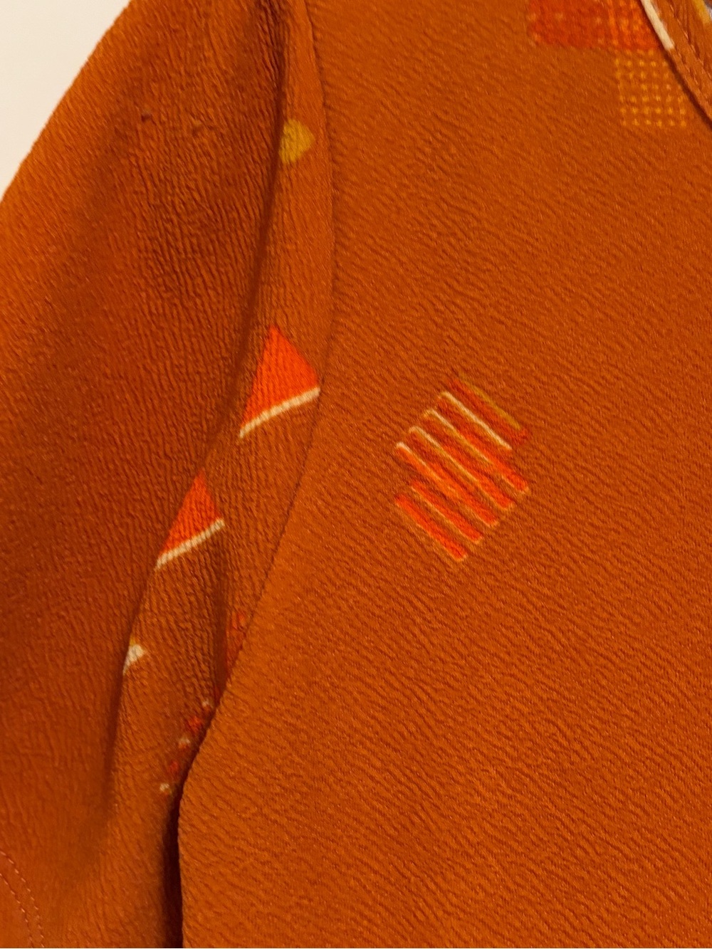 LuLaRoe Rust Orange Fit-and-Flare Mini Dress with Geometric Accents - Picture 4 of 6
